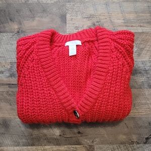 Chunky Red Knit Cardigan